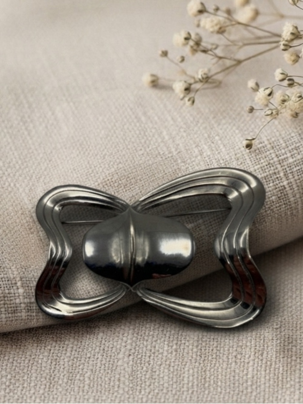 VTG 80s M.JENT Sculptural Silver Tone Statement Brooch - Mod Power Dressing
